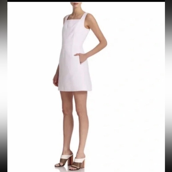 Tory Burch Cotton Pique Square Neck White Mini Dress Sz 6 Minimalist Casual - Picture 16 of 16